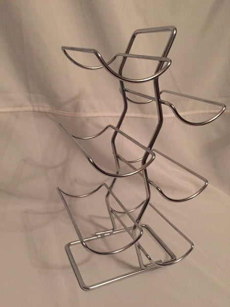 Vintage 1970's Chrome Wire Wine Rack- holds 6 bottles