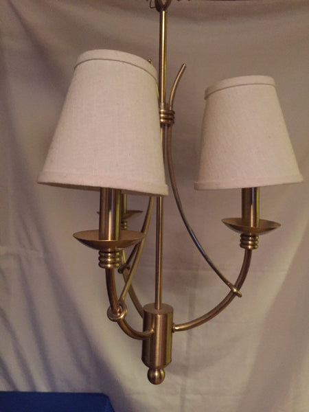 Mid Century Modern 3 arm Brushed Brass Chandelier Pendant Light fixture