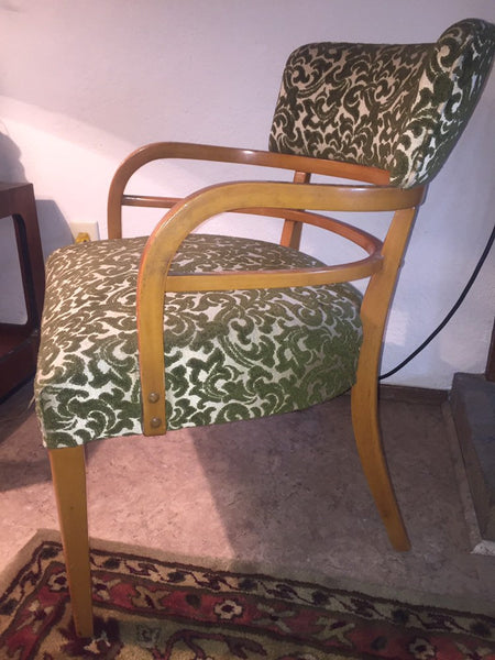Mid Century Modern Heywood Wakefield Maple Lounge Chair 1930's in the style of Gilbert Rohde for Heywood Wakefield