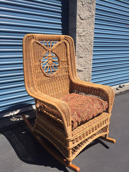 Vintage Polo Ralph Lauren Tall Wicker Rocker Rattan