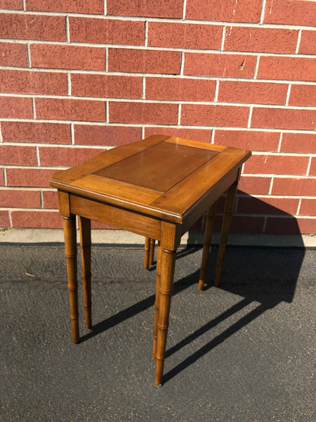 Vintage Drexel Heritage Faux Bamboo Asian Wood Nesting Tables - 2 Pieces