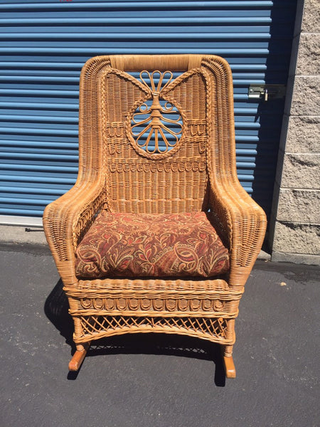 Vintage Polo Ralph Lauren Tall Wicker Rocker Rattan