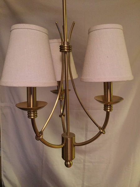 Mid Century Modern 3 arm Brushed Brass Chandelier Pendant Light fixture