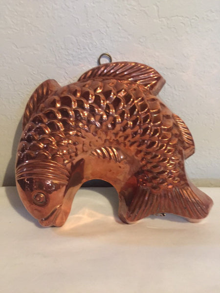 Vintage Copper Fish Mold Kitchen Decor Copper/Brass Pan, Jello Mold, Wall Decor.