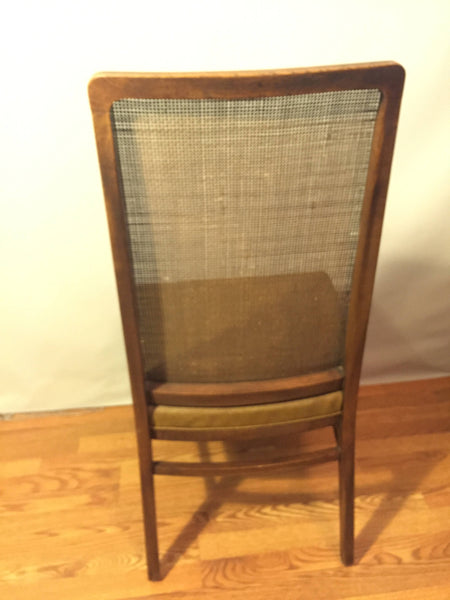 Mid Century Hollywood Regency Oak and Cane Upholstered Dining Chairs (6) style of Milo Baughman for Dillingham
