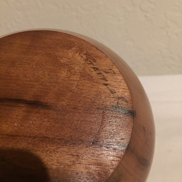 Vintage Hand Turned and Inlaid Wood vase - artist signed #7, Stettler