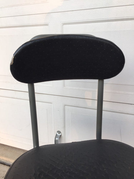 Vintage Mid Century Cosco Black Perforated Leather Industrial Office Chair - tanker chair
