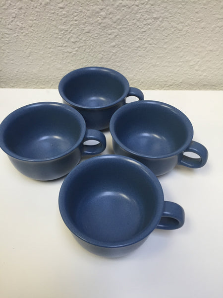 Setof 4 Dansk Mesa Blue Coffee Tea Pot Cups Mid Century Modern Hot Cocoa Drink Mug