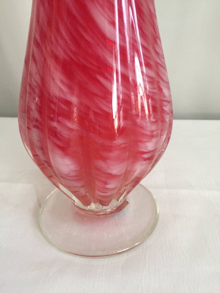 Mid Century Modern Red Swung Footed Vase