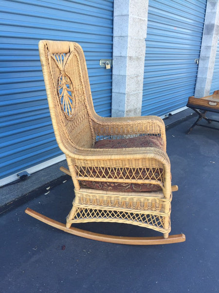 Vintage Polo Ralph Lauren Tall Wicker Rocker Rattan