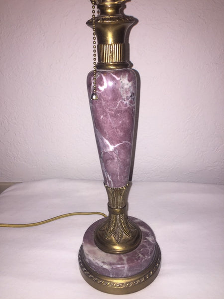 Vintage Art Deco Style Brass and Purple Onyx Table Lamp