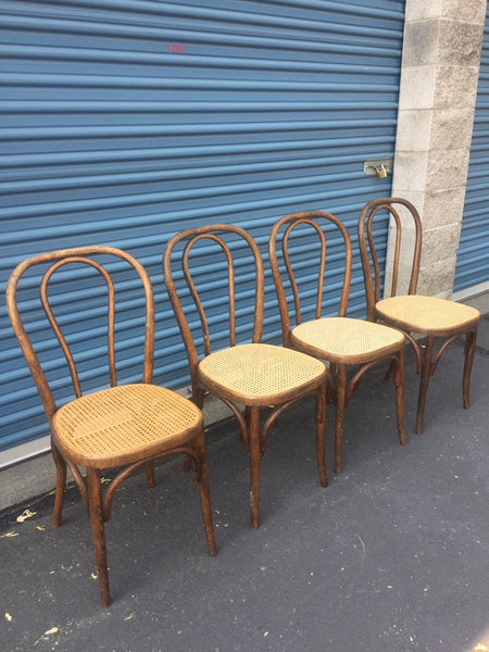 Set of 4 Vintage Cane Josef Hoffman/Thonet Style Bentwood Chairs