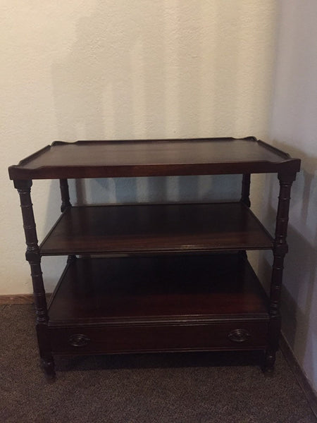 Early 20th Century Antique English Mahogany Two Tier Tea / Dessert Trolley, Bar Cart, Rolling Serving Table