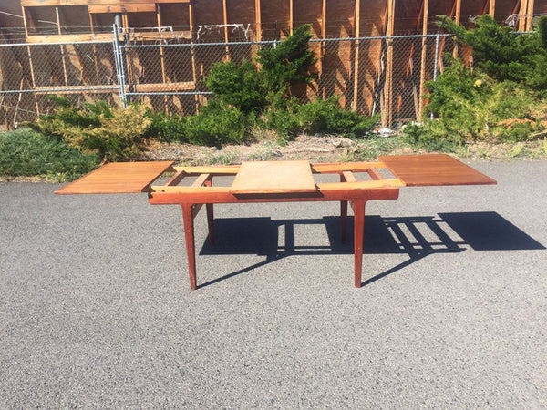 Danish Mid-Century Modern Teak Expandable Dining Table