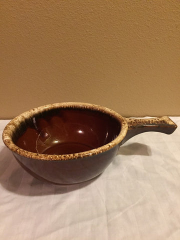 Hull Pottery Brown Drip USA Large Handled Soup Bowl
