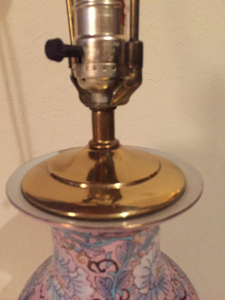 Vintage Hand Painted Asian Enameled Ginger Jar Ceramic Lamp