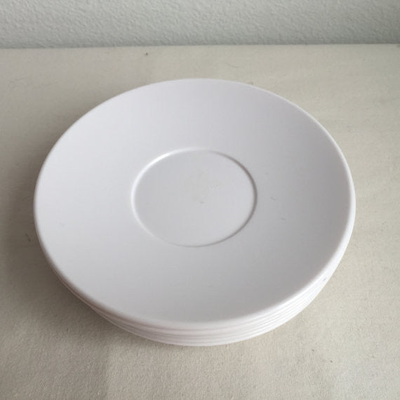Set of 8 Vintage Mid Century White Melamine Saucers - Melamine saucers - Allied Chemical