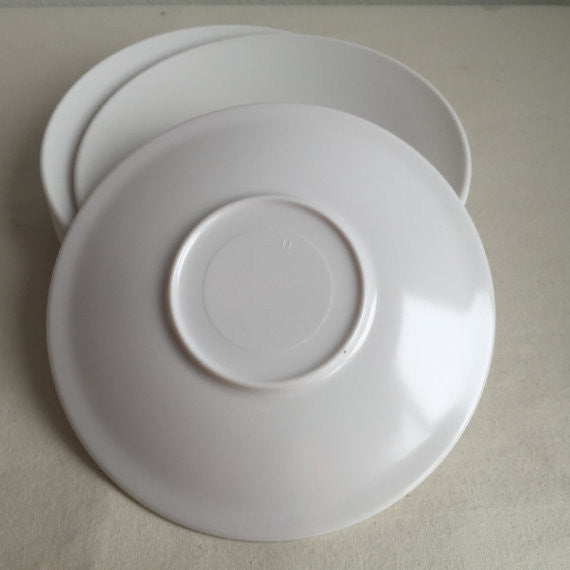 Set of 8 Vintage Mid Century White Melamine Saucers - Melamine saucers - Allied Chemical