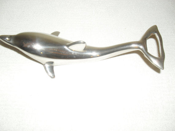 Vintage Chrome Plated Dolphin Bottle Opener, excellent condition
