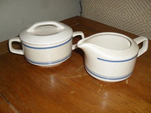 Mid Century Modern Lenox Temperware BLUE SKIES Ceramic Sugar and Creamer