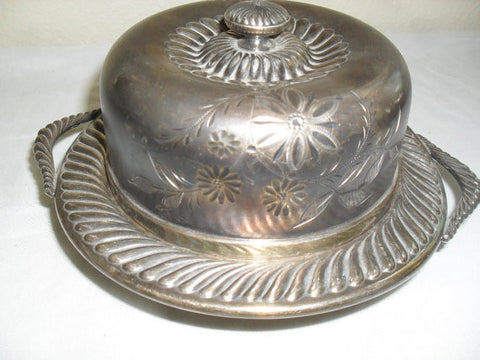 Antique Vintage Victorian Round Silver Plate Butter Dish