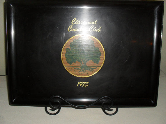Mid Century Modern Couroc Serving Tray  -Clairmont Country Club motif-  Retro Atomic