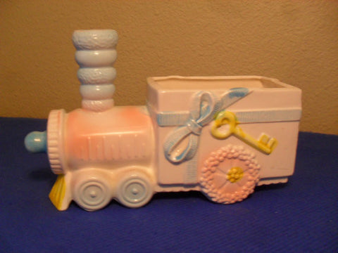 Vintage Nursery Choo Choo Train Ceramic Planter Napco Made in Japan