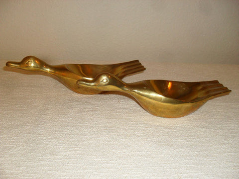 Mid Century Brass Duck ashtrays (set of 2)