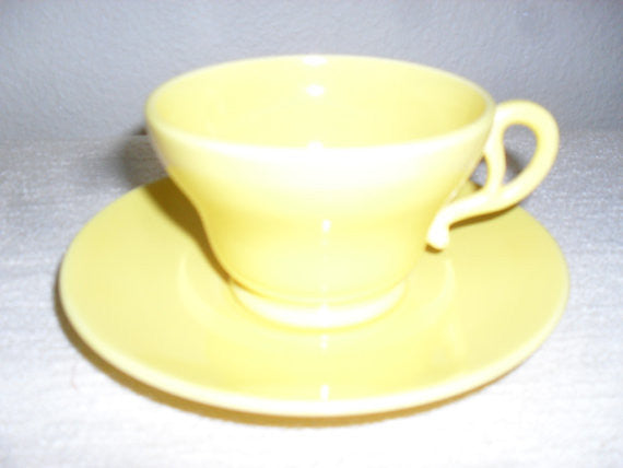 3 Vintage Franciscan Ware set tea cup, 2 saucer , 1 bread plate yellow mid century vintage