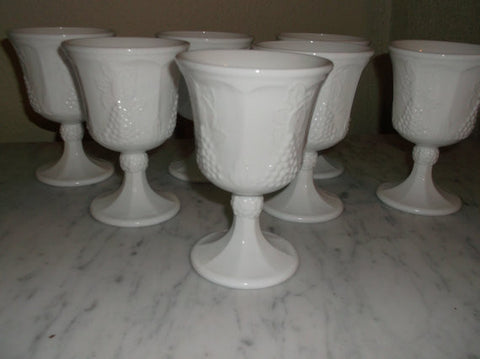 Vintage White milk glass Goblets from the Indiana Glass Co