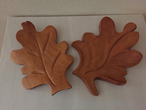 vintage wood maple leaf salad servers