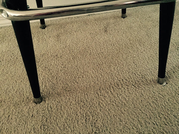 Vintage Mid Century Black Metal Barstool with Vinyl upholstery and Chrome footrest
