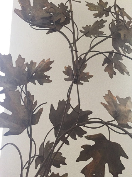 Vintage brass and copper wall sculpture -oak leaves in the style of C. Jere SOLD- SOLD -SOLD