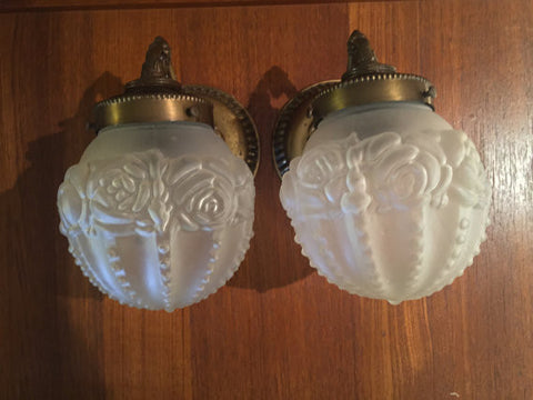 Pair of Vintage "Rose" Light Fixtures hollywood regency By Kichler Co