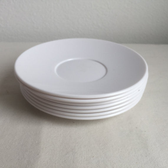 Set of 8 Vintage Mid Century White Melamine Saucers - Melamine saucers - Allied Chemical