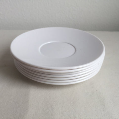 Set of 8 Vintage Mid Century White Melamine Saucers - Melamine saucers - Allied Chemical