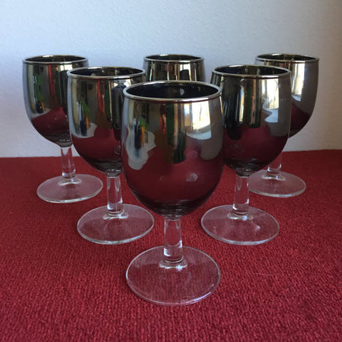 Vintage 60's Mercury Glass cocktail Glasses/ Goblets