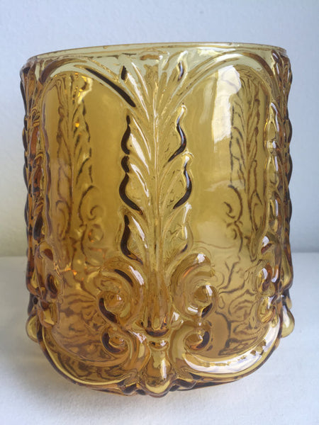 Vintage Amber Glass Barrel Shaped Decorative Glass Lamp Shade 6" diameter (4 available)