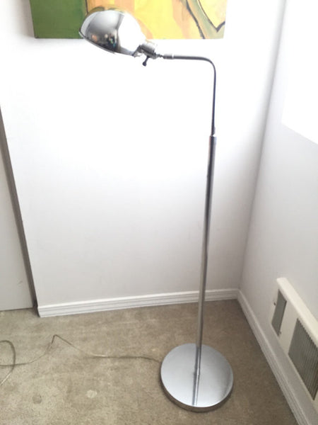 Vtg Mid Century Modern Chrome Adjustable Arm Floor Lamp Task lighting