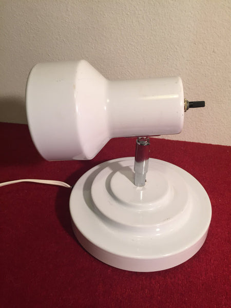 Vintage Mid Century Modern Bright White Metal  Studio Style Wall Lamp 1970's