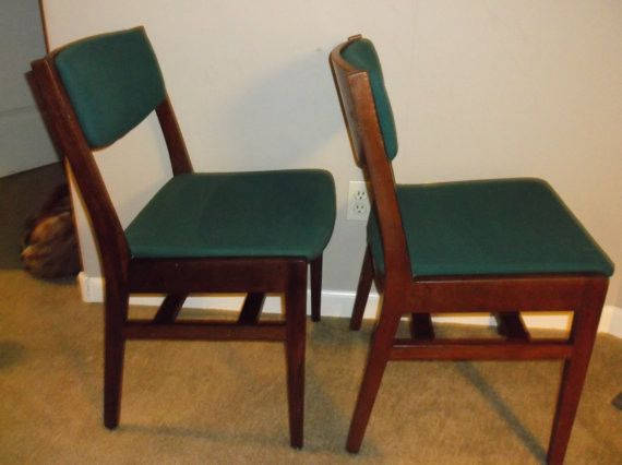 Set of 5 Gunlocke Walnut Side / Dining or Office chairs