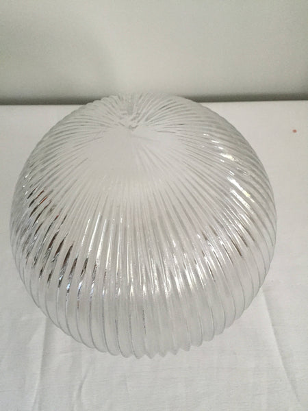 Vintage 8" Diameter Clear Glass Holophane Glass Lamp Ceiling Light Shade Fixture