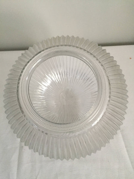 Vintage 8" Diameter Clear Glass Holophane Glass Lamp Ceiling Light Shade Fixture