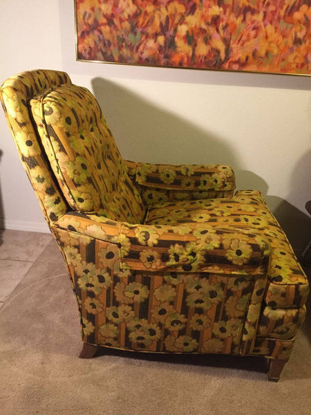 Vintage Floral Lounge Chair by Heritage Furniture Co.