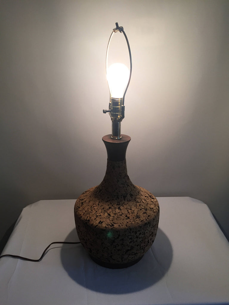 Vintage Mid-Century Cork & Walnut Lamp – Vintage Modern Revival