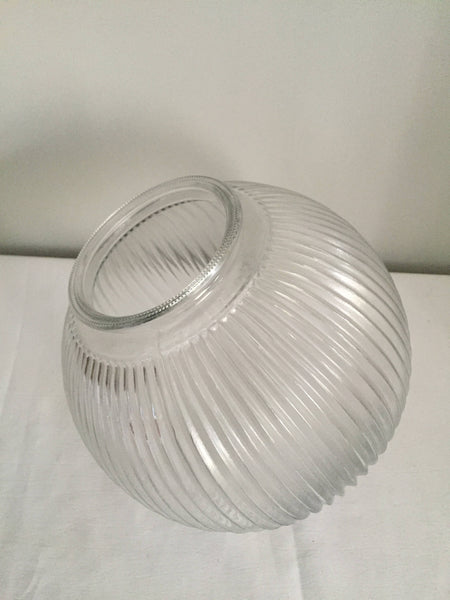 Vintage 8" Diameter Clear Glass Holophane Glass Lamp Ceiling Light Shade Fixture