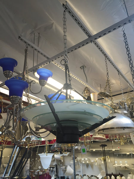 Vintage Modern Art Deco Style Chandelier from Lightolier circa 1970  (2 available)