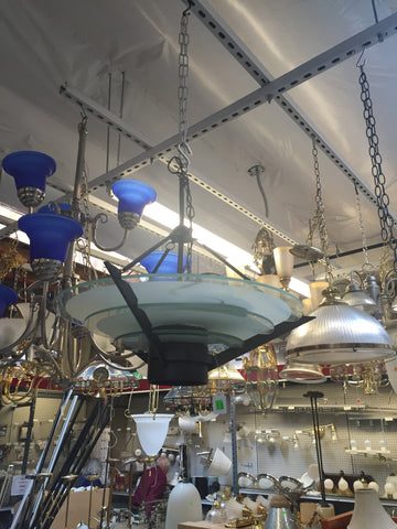 Vintage Modern Art Deco Style Chandelier from Lightolier circa 1970  (2 available)