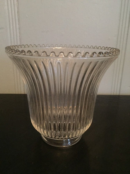 Industrial Lighting Shade, Ribbed Pendant Light Shade, Vintage Holophane Pleated Square Fluted Clear Glass, 2 available
