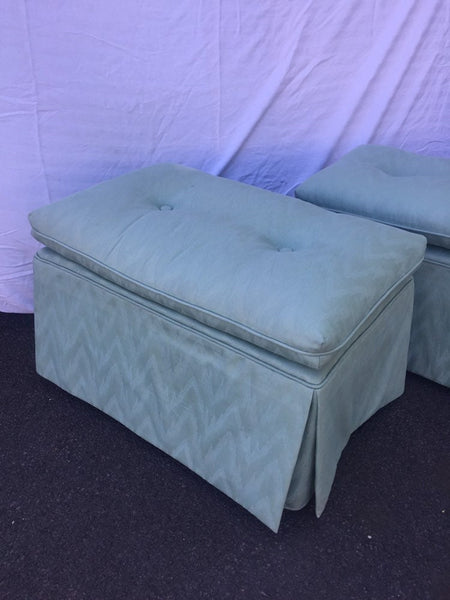 Pair of Mid Century Hollywood Regency Upholstered Ottomans/Benches with Faux Bamboo Legs